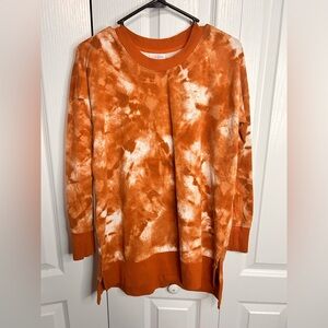 LuLaRoe Women’s Size Small Hannah Crew Neck Orange Tie-Dye Long Sleeve Top